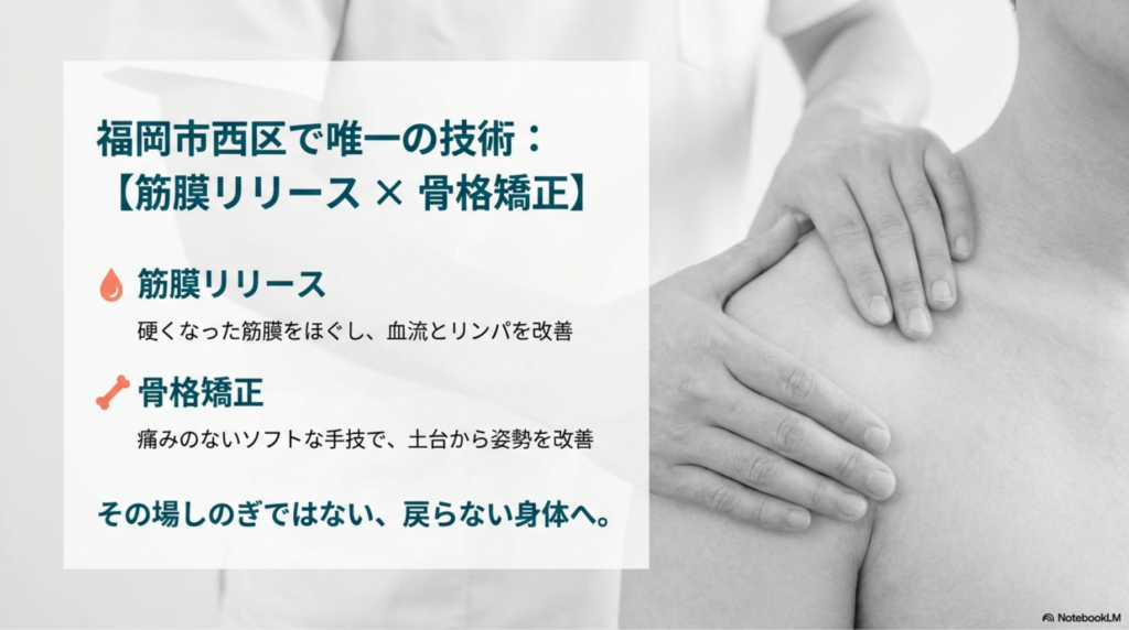 姪浜 肩こり治療 アーク鍼灸整骨院 筋膜リリース施術風景