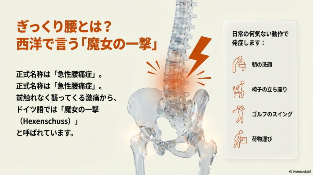 急性腰痛は魔女の一撃と言われる