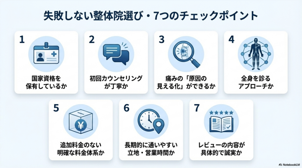 福岡でゴッドハンド整体院を選ぶ失敗しない7つのチェックポイント
