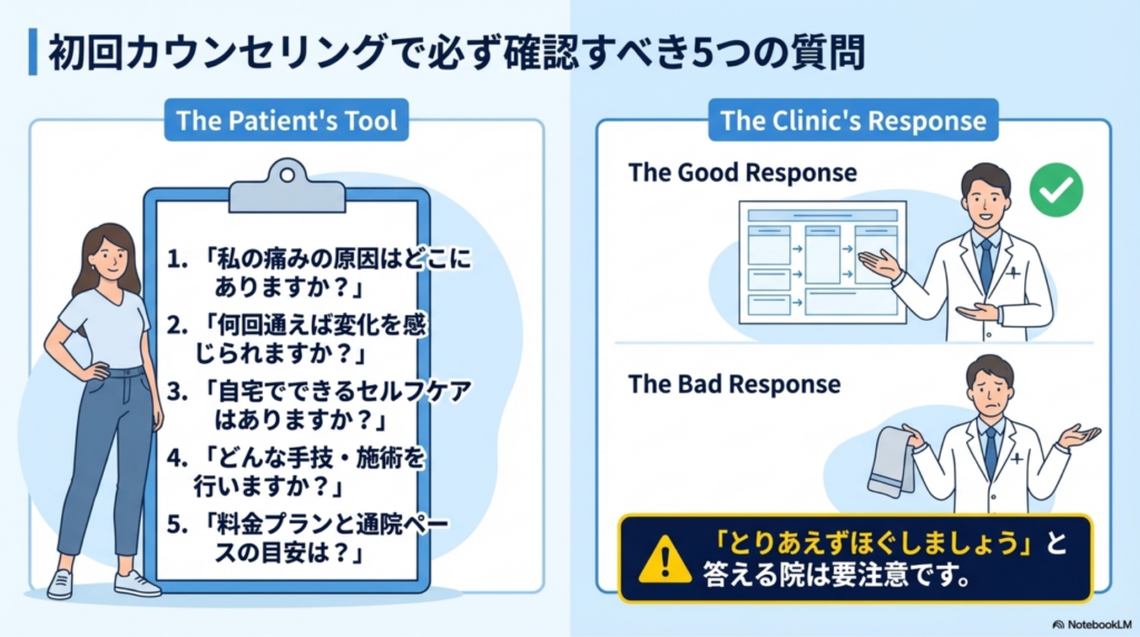 初回カウンセリングで必ず確認すべき5つの質問