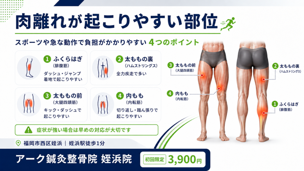 肉離れが起こりやすい場所