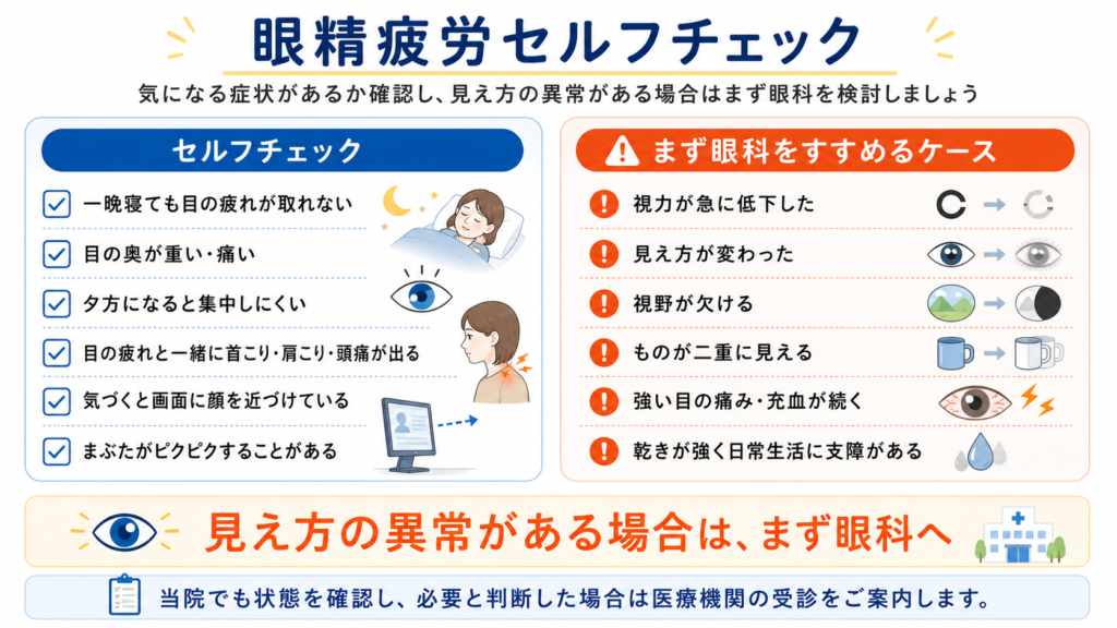 眼精疲労のセルフチェック