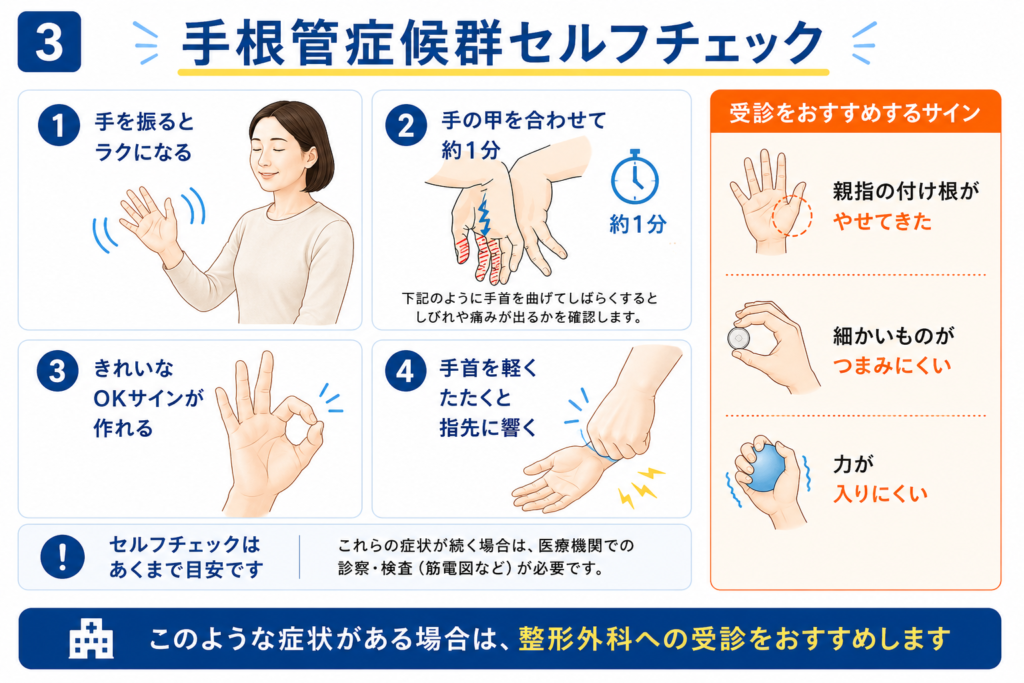 手根管症候群セルフチェック