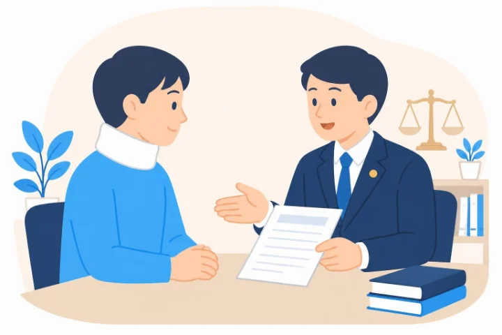 弁護士に交通事故の相談をする男性のイラスト