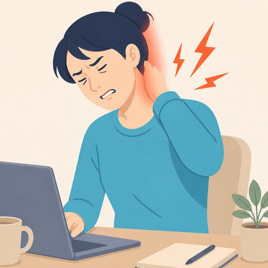 首の後ろから頭にかけて痛みが出るイラスト