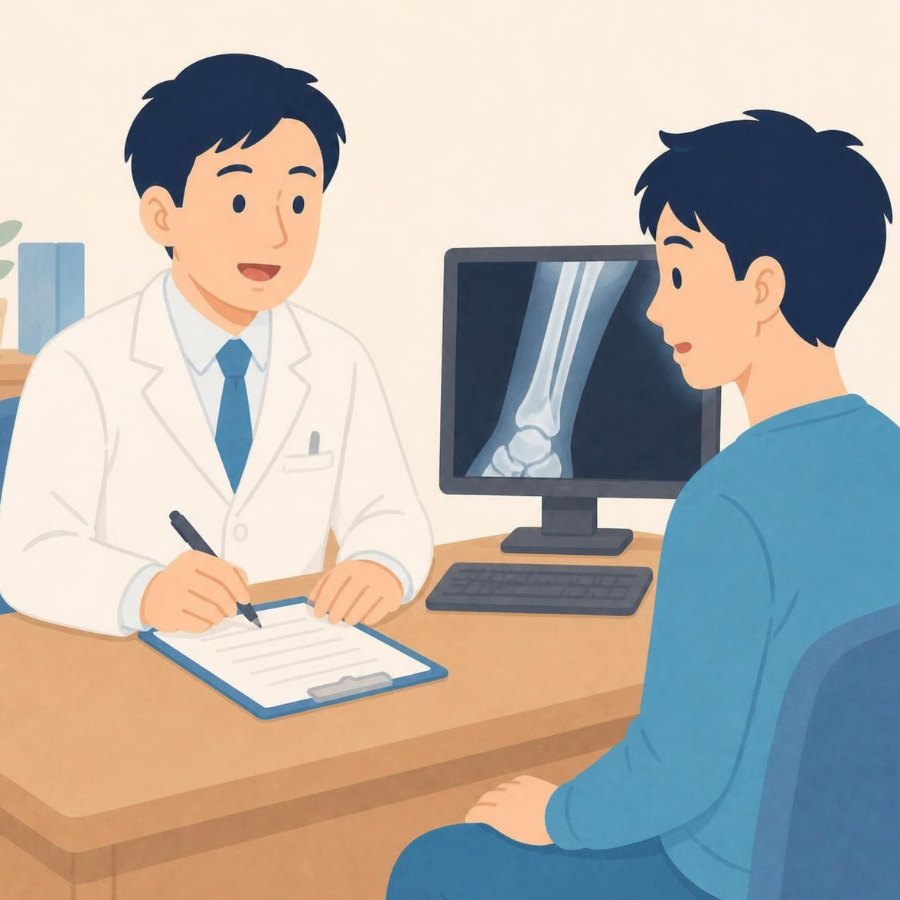医師が書類を作成しているイラスト