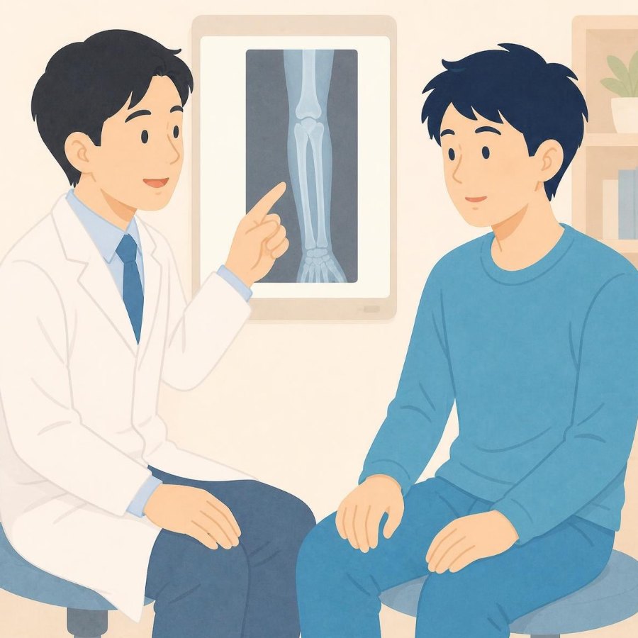 医師がレントゲンを確認して説明するイラスト
