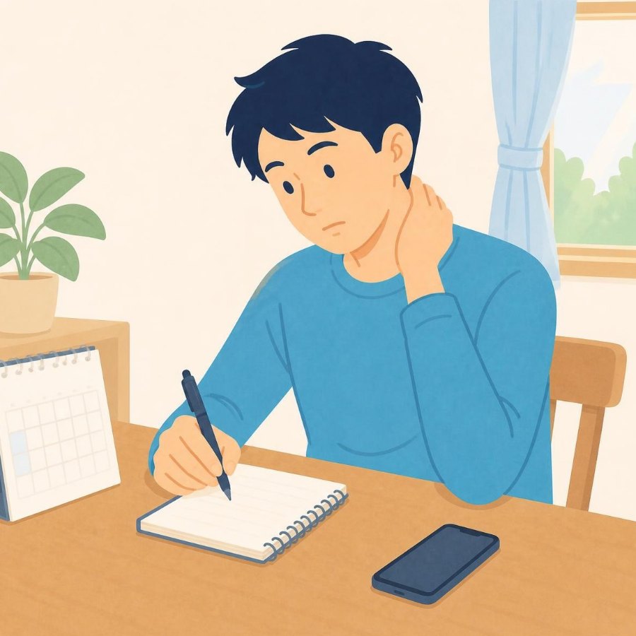 症状の経過をメモに記録している人のイラスト